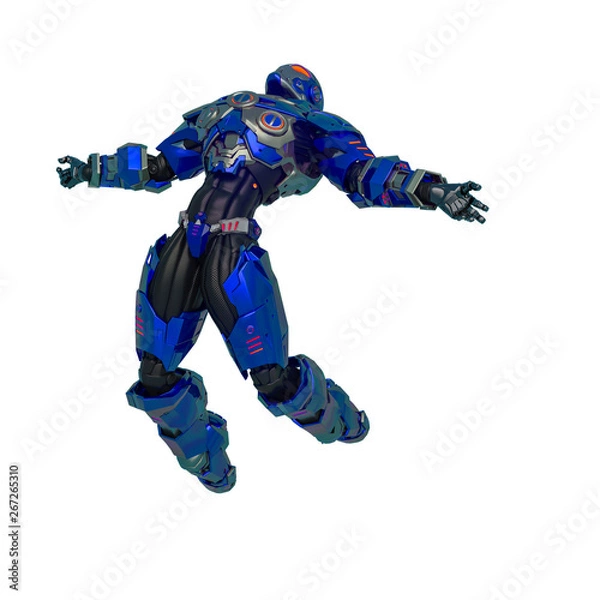Fototapeta knight vision in a sci fi outfit in a white background