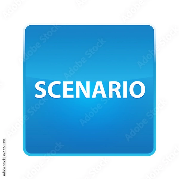 Fototapeta Scenario shiny blue square button