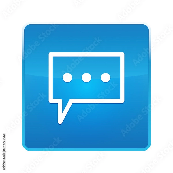 Fototapeta Comment icon shiny blue square button