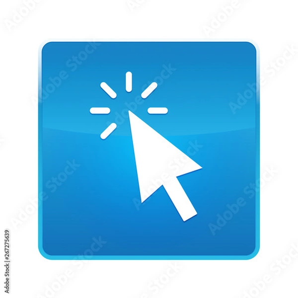 Fototapeta Cursor click icon shiny blue square button