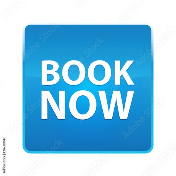 Fototapeta Book Now shiny blue square button