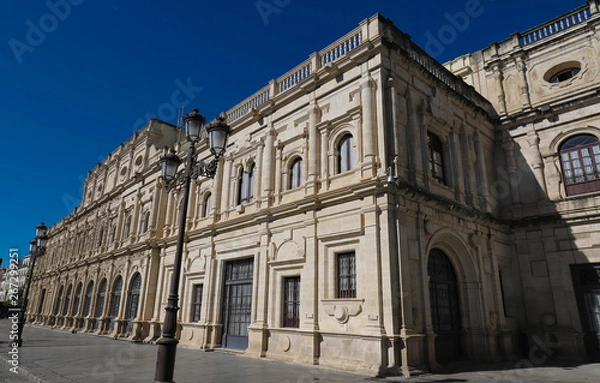 Fototapeta The view of Seville Town hall, built in plateresque style, in San Francisco Square, Spain .
