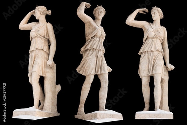 Obraz Sculpture of the ancient Greek god Artemis isolate. Vintage carving set with Ancient greece mythology.