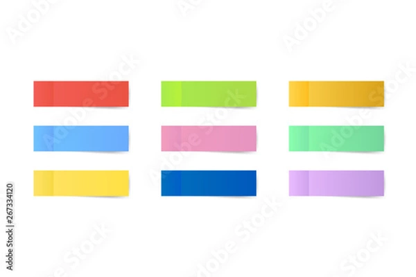 Obraz Sticky colored notes. Post note paper. Vector stock illustration.