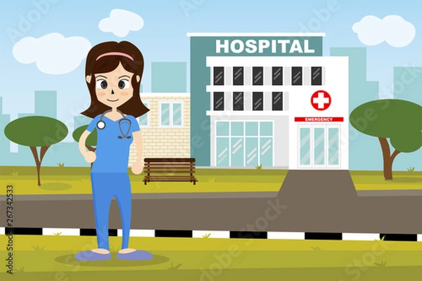 Fototapeta The  professional medical team for health life concept with cartoon, anime and background  - vector illustration Eps 10.