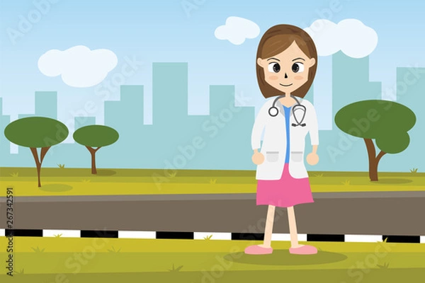 Fototapeta The  professional medical team for health life concept with cartoon, anime and background  - vector illustration Eps 10.