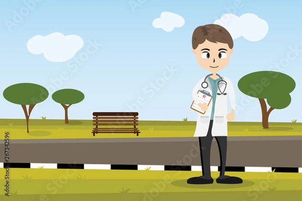 Fototapeta The  professional medical team for health life concept with cartoon, anime and background  - vector illustration Eps 10.