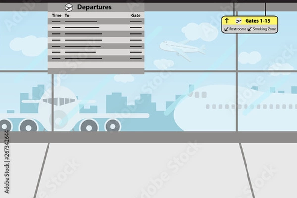 Obraz Enjoy your holiday travel trip around the world at airport terminal - vector illustration Eps 10.