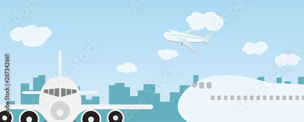 Obraz Enjoy your holiday travel trip around the world at airport terminal - vector illustration Eps 10.