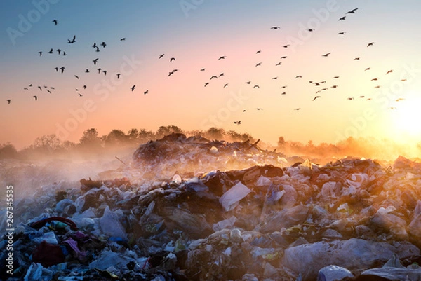 Obraz Wschód słońca Słońce nad oceanem śmieci