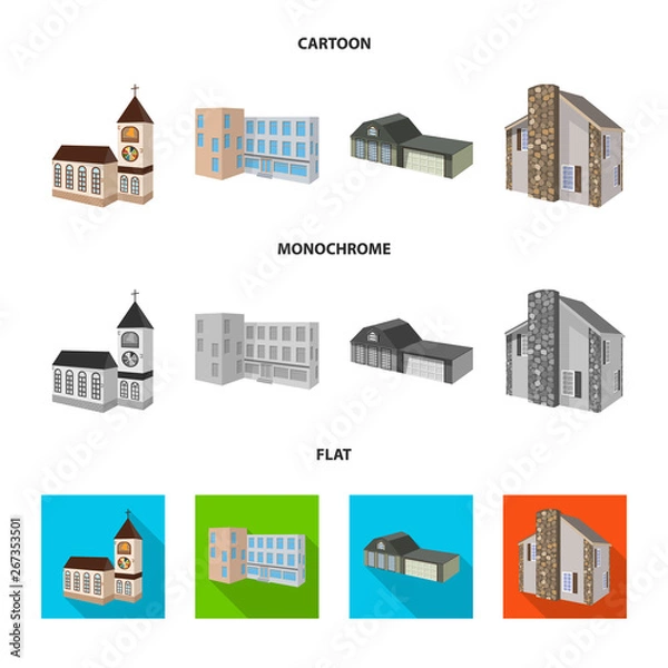 Fototapeta Vector design of facade and housing symbol. Collection of facade and infrastructure stock vector illustration.