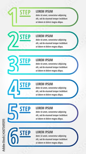 Fototapeta Modern vector illustration. Infographic template with sixelements, circles and text. Step by step. Designed for business, presentations, web design, diagrams with 6 steps