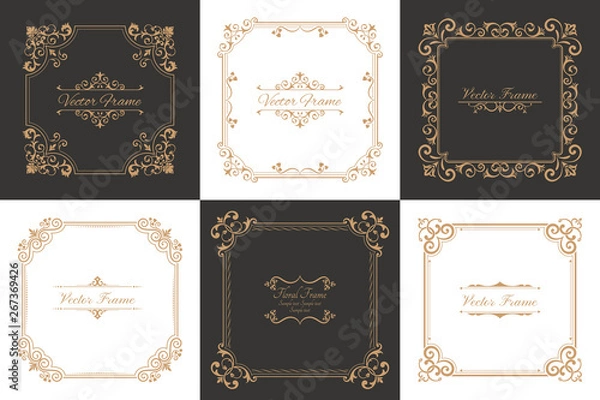 Fototapeta Set of vintage frames in Baroque style
