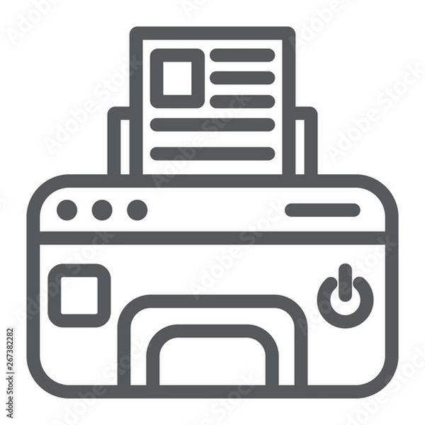 Obraz Printer line icon, device and print, fax sign, vector graphics, a linear pattern on a white background.