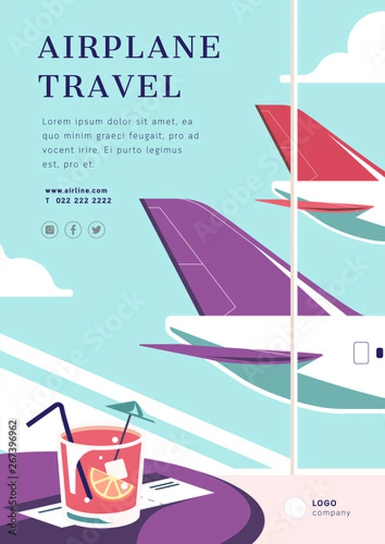 Obraz Airplane travel poster layout