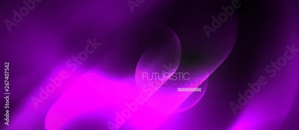 Fototapeta Neon glowing techno lines, hi-tech futuristic abstract background template