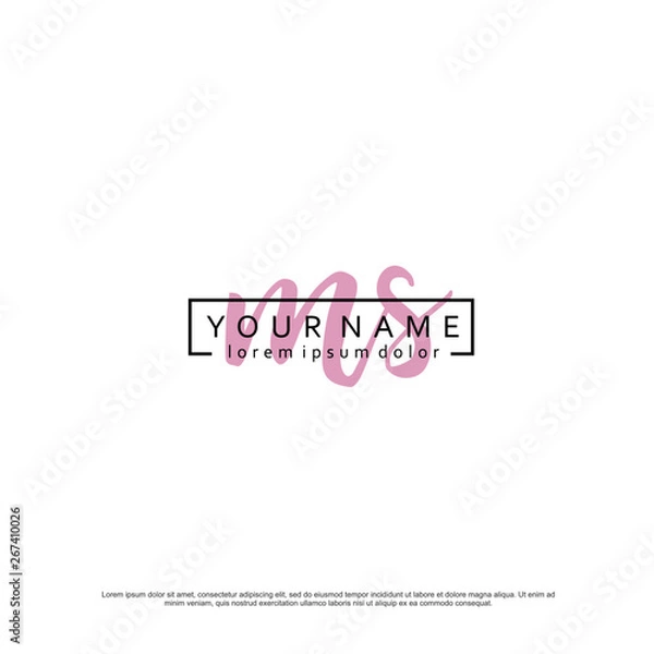 Fototapeta Initial M S MS elegant logo template vector
