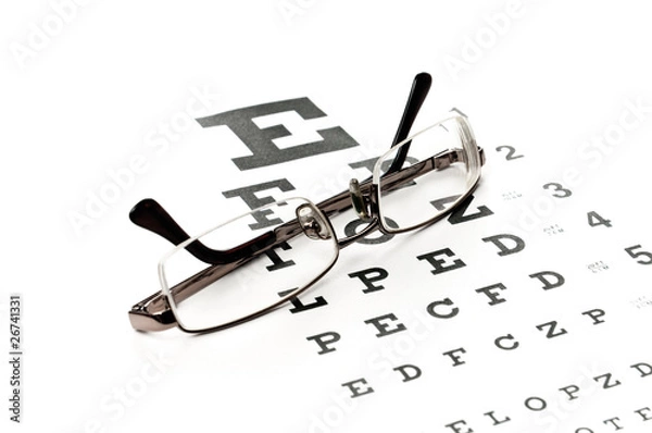 Obraz Reading glasses with eye chart