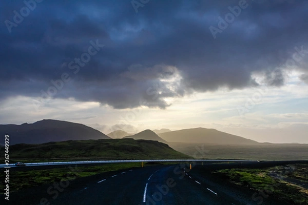 Obraz landscape with road and clouds