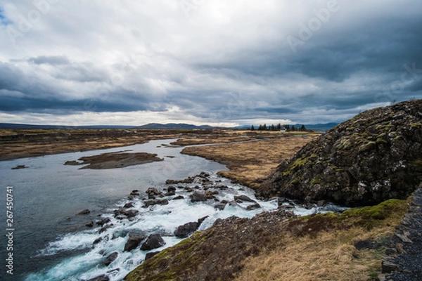 Obraz landscape with mountains and clouds