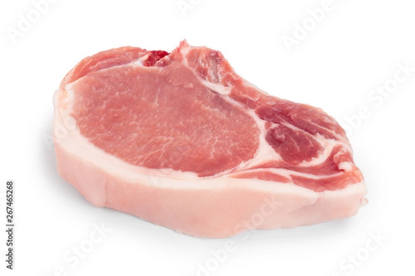 Obraz sliced raw pork meat isolated on white background