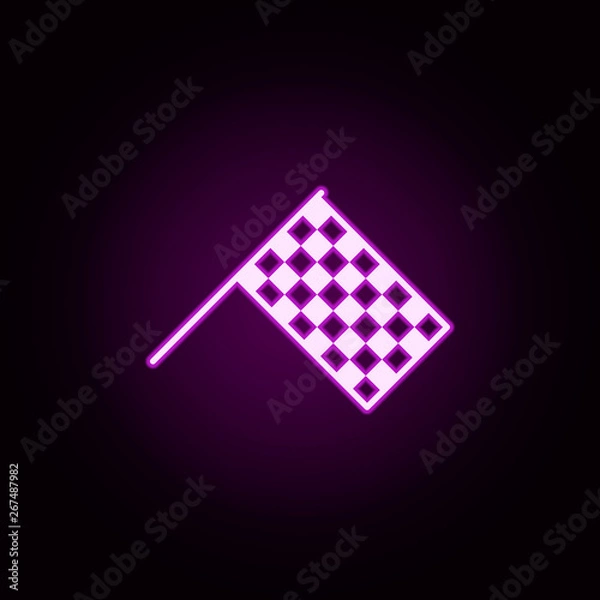 Fototapeta checkered flag neon icon. Elements of auto workshop set. Simple icon for websites, web design, mobile app, info graphics