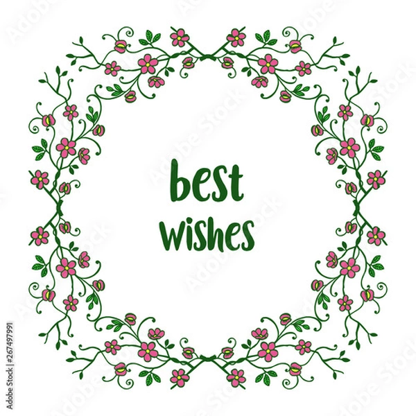 Fototapeta Vector illustration writing best wishes with elegant pink flower frame