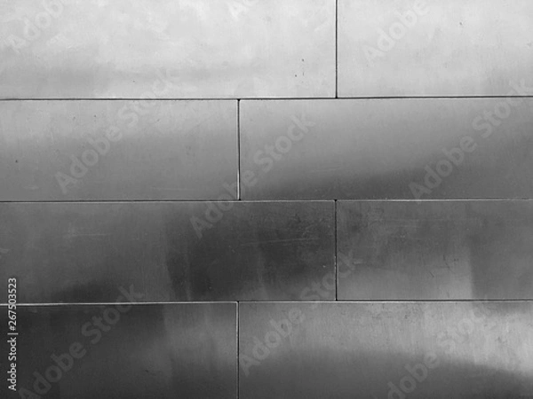 Obraz Shiny silver plate connect as brick on the wall