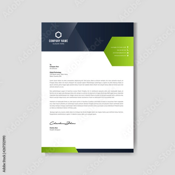Obraz Modern green letterhead layout