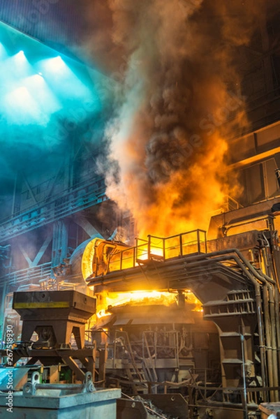 Obraz work process in metallurgical engineering at manufactory of steel plant  