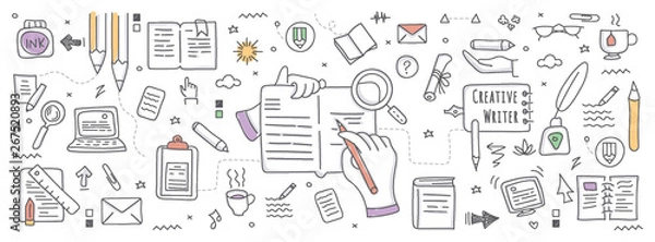 Obraz Creative writing in doodle illustration