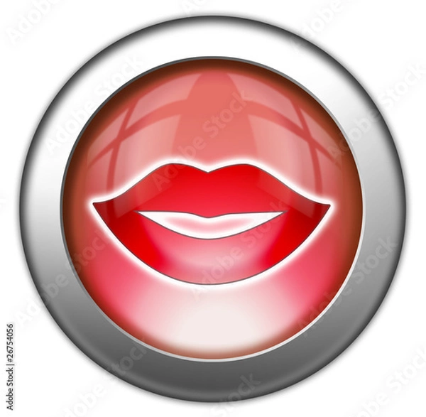 Fototapeta Glossy 3D effect button "Mouth / Lips Symbol"