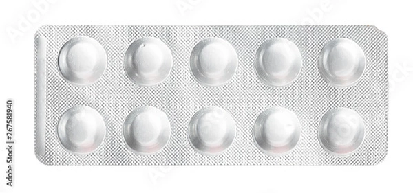 Obraz Silver blister packs pills isolated on white