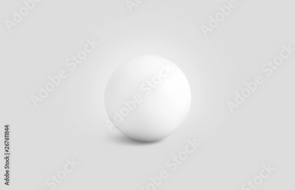 Fototapeta Blank white stress ball mockup front view isolated, 3d rendering. Clear empty stres reliever balloon mock up design template. Diy squeeze mesh toy for fist.