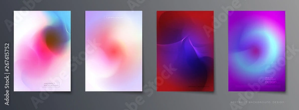 Fototapeta Vector set of abstract background, Composition colorful fluid abstraction, holographic and gradient color design for backgrounds. Layout template for banner, poster, wallpaper, flyer, brochure