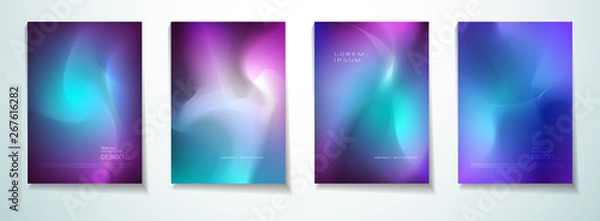 Fototapeta Vector set of abstract background, Composition colorful fluid abstraction, holographic and gradient color design for backgrounds. Layout template for banner, poster, wallpaper, flyer, brochure