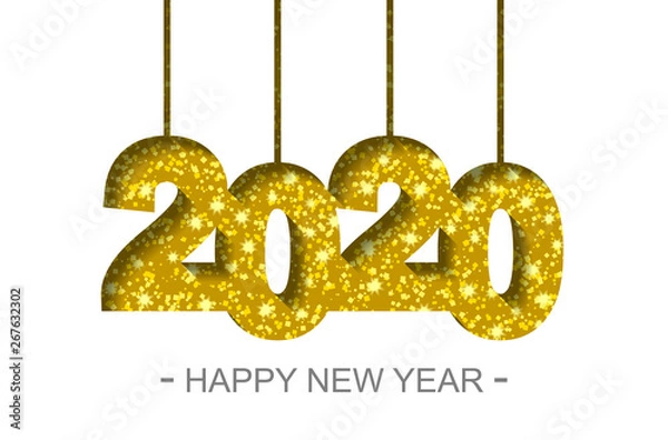 Fototapeta Happy New Year 2020 - greeting card, flyer, invitation - vector