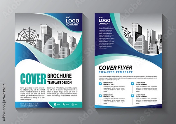 Fototapeta Business abstract vector template. Brochure design, cover modern layout, annual report, poster, flyer in A4 with colorful triangles, geometric shapes for tech, science, market with light background