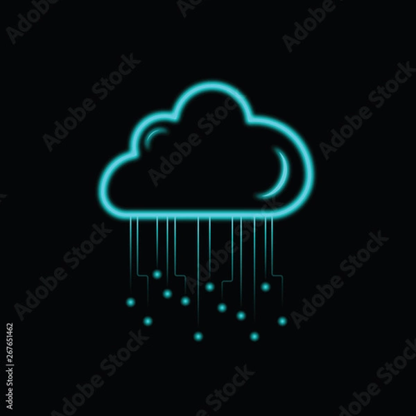 Fototapeta technology neon cloud icon on black background