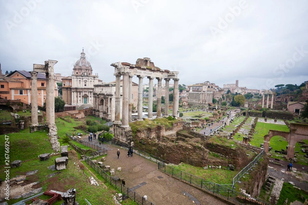 Fototapeta Imperial forums view, Rome, Italy. Roma landscape