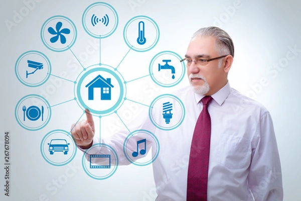 Fototapeta Smart home concept with devices and appliances