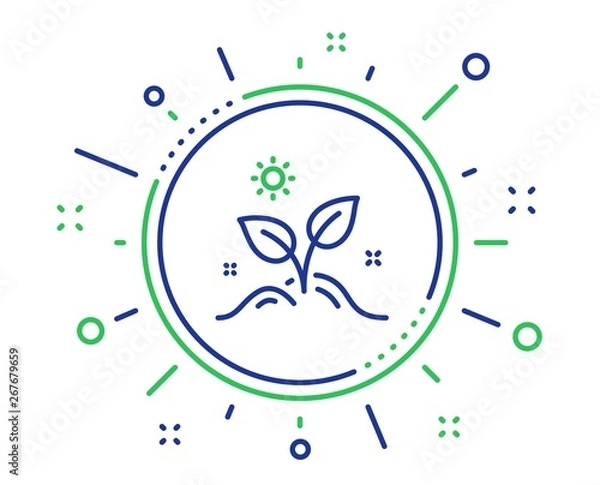 Obraz Leaves line icon. Grow plant leaf sign. Environmental care symbol. Quality design elements. Technology grow plant button. Editable stroke. Vector