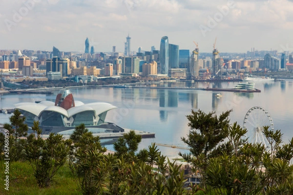 Fototapeta Panoramic view of Baku city, capital of Azerbaijan