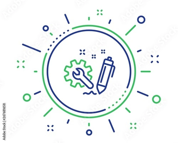 Fototapeta Engineering line icon. Cogwheel and Wrench tool sign. Quality design elements. Technology engineering button. Editable stroke. Vector