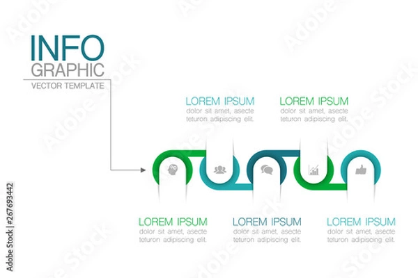 Fototapeta Vector iInfographic template for business, presentations, web design, 5 options.