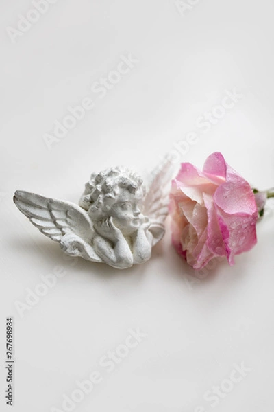 Obraz オールドローズのオメールとお話する天使