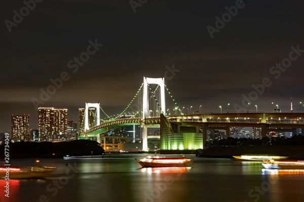 Fototapeta お台場　レンボーブリッジ　夜景