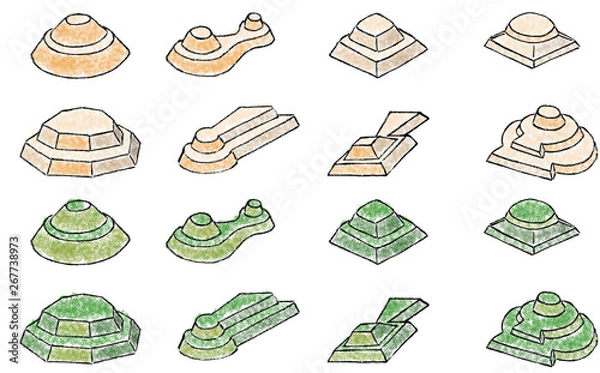 Obraz 古墳一覧(鉛筆カラー)