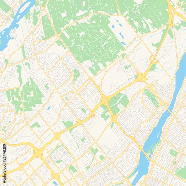 Fototapeta Empty vector map of Laval, Quebec, Canada