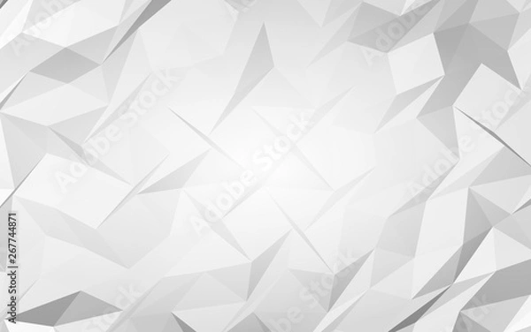 Fototapeta White abstract background. Lowpoly backdrop. Crumpled paper. 3D illustration